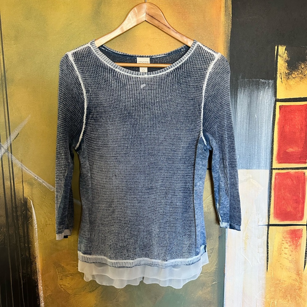 Chico's Blue Long Sleeve Knit Top